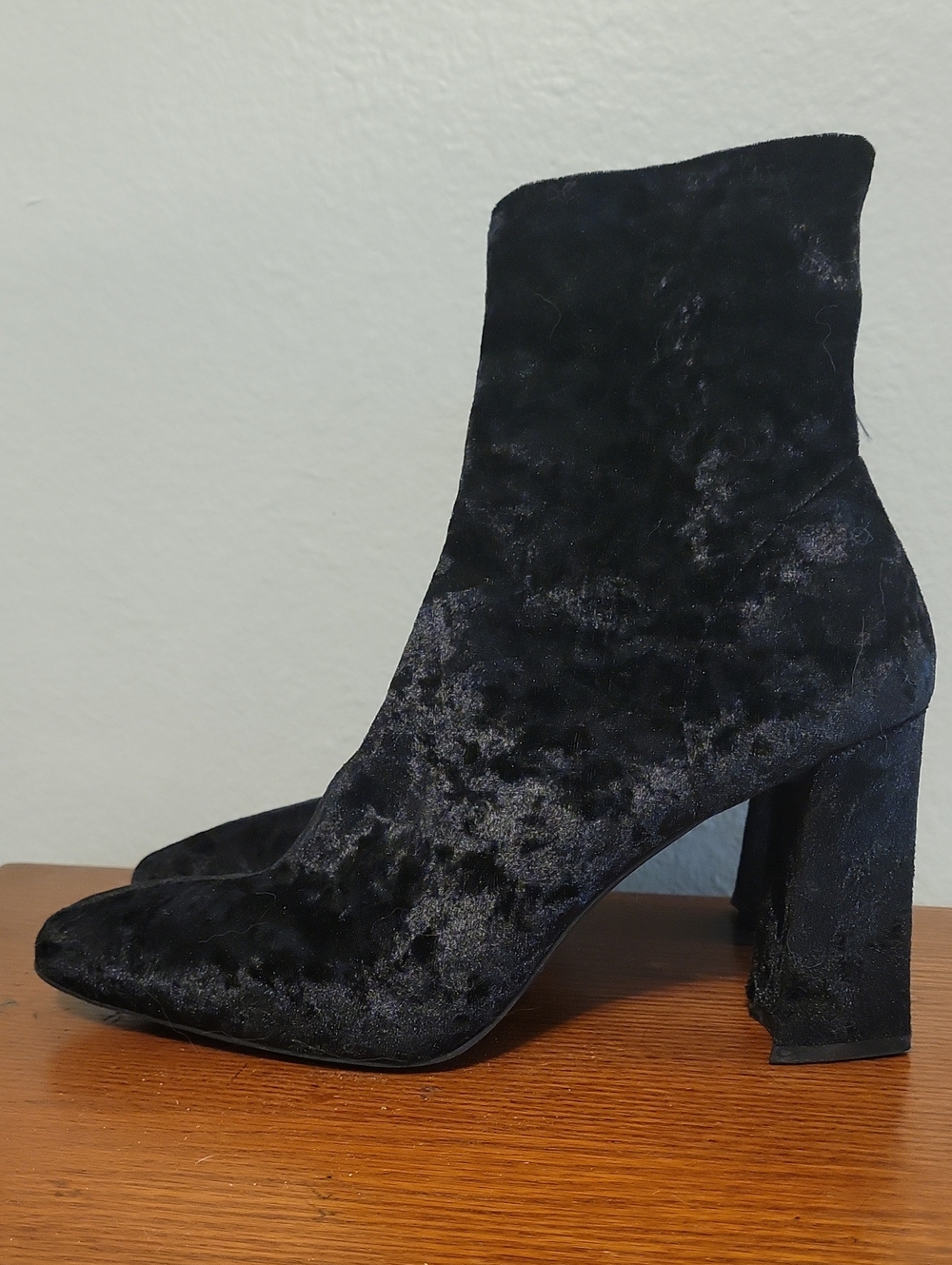 Jeffrey Campbell Black Velvet Block Heel Ankle Boots